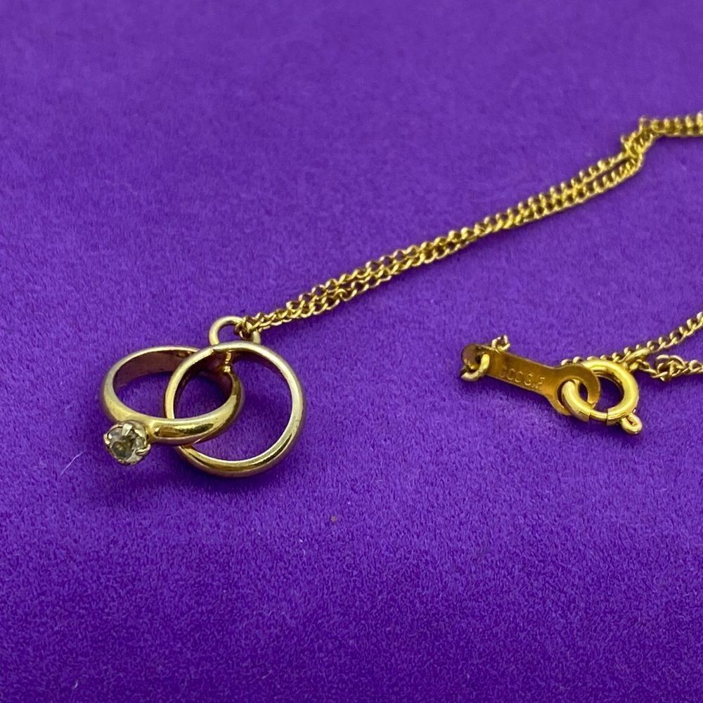 💛 Gold Filled Wedding Rings Charm Necklace